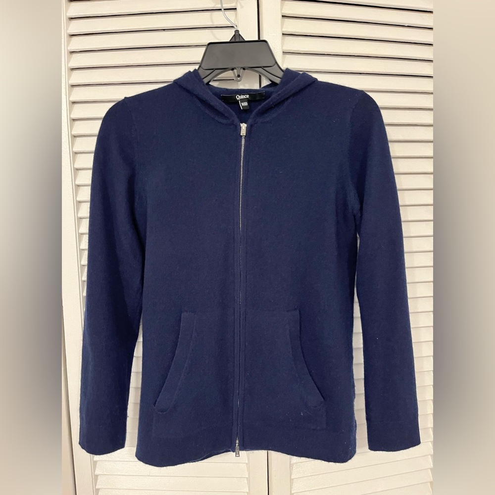 Quince Kids Navy Cashmere Zip up Hoodie